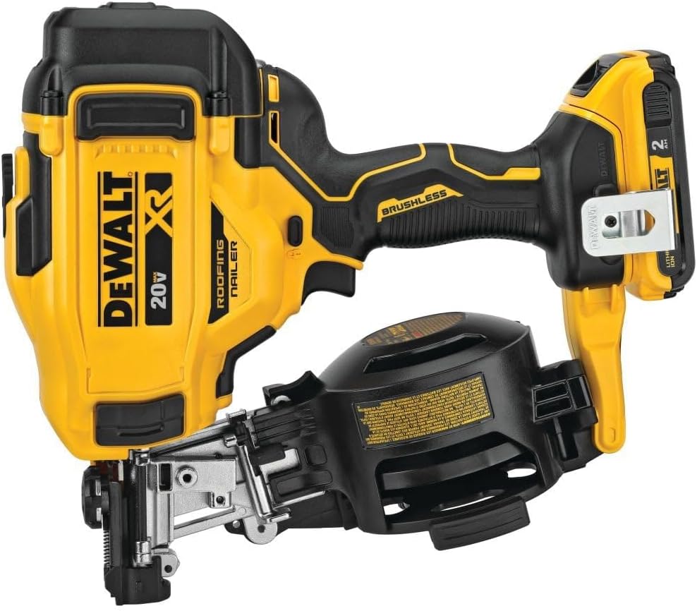 20V MAX Lithium-Ion 15-Degree Electric Cordless Roofing Nailer Kit with 2.0Ah Battery Charger and Bag