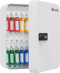 28-Key Steel Key Cabinet with Combination Lock Wall Mounted Key Organizer with Resettable Code White Digital Security