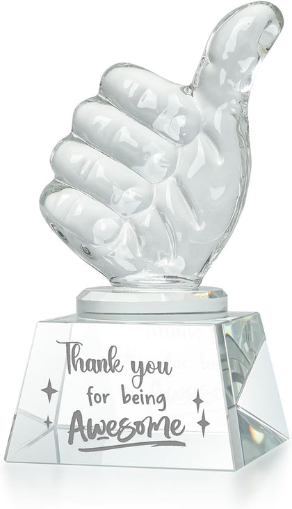 Employee Appreciation Gifts Crystal Awards with Thumbs Up, Thank You for Being Awesome Gifts for Staff, Coworkers