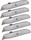 Heavy Duty Box Cutter Retractable Blade Metal Utility Knife (Pack of 5)