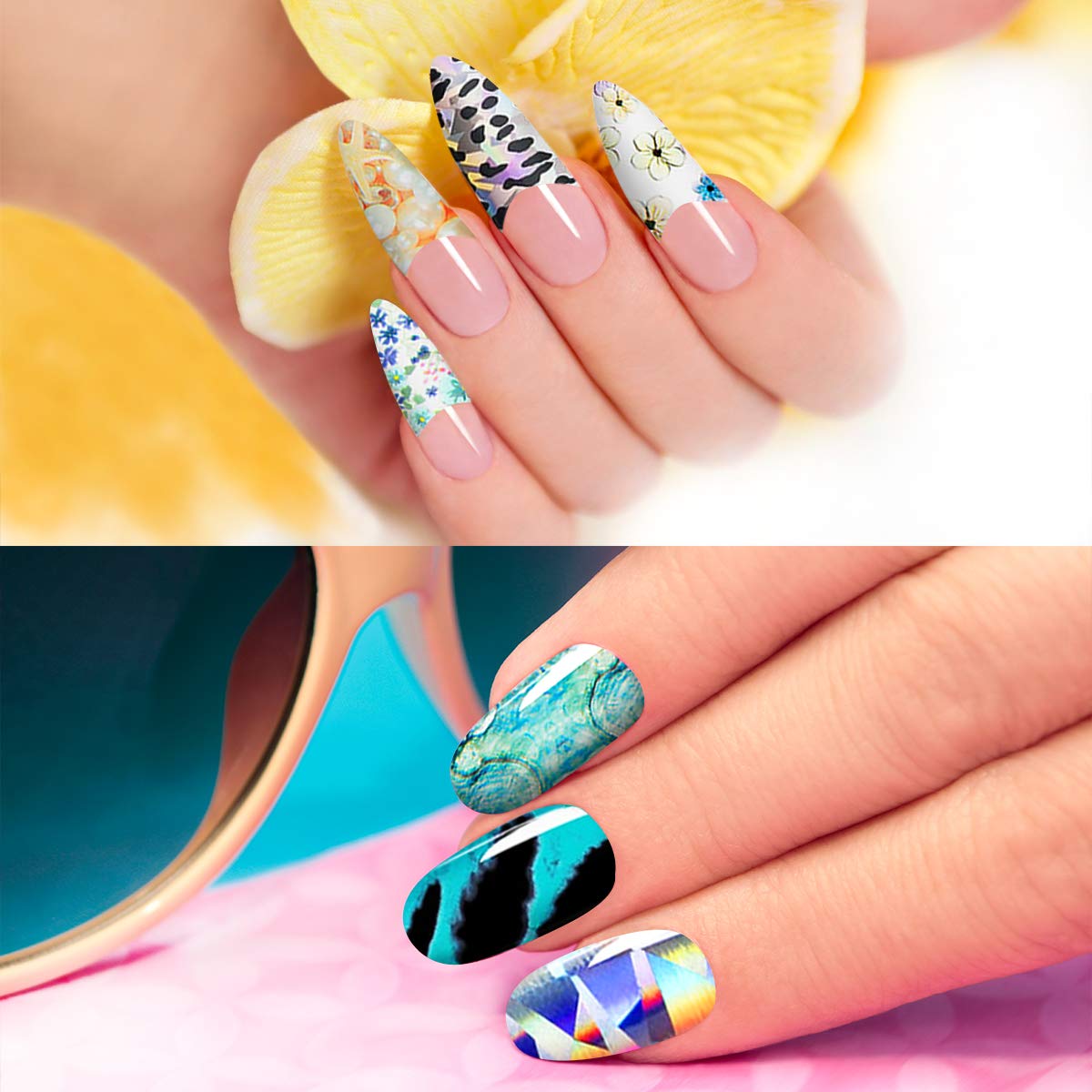 300 Sheets Nail Foils Nail Art Transfer Foil Stickers Laser Flower