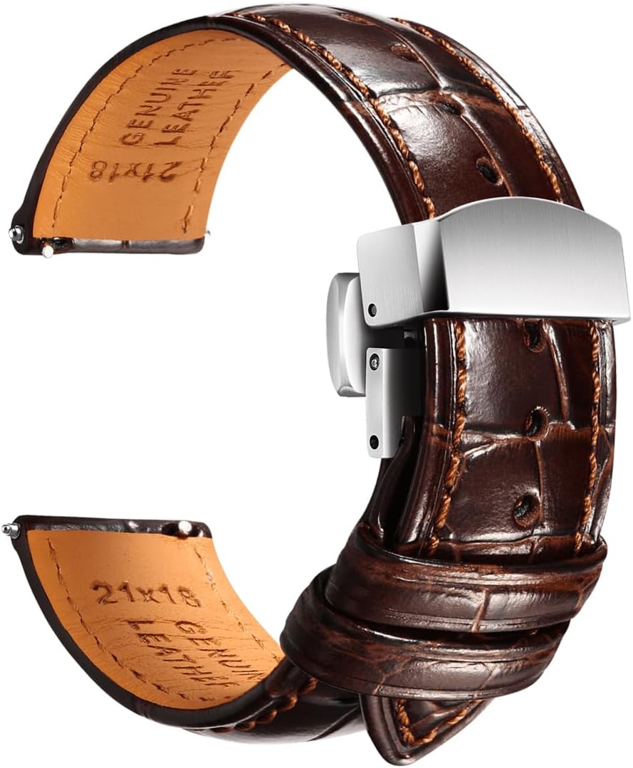 Leather Watch Band for Men, Quick-Release Alligator Grain Embossed | REZERO Watch Bands Replacement | Luxury Style |