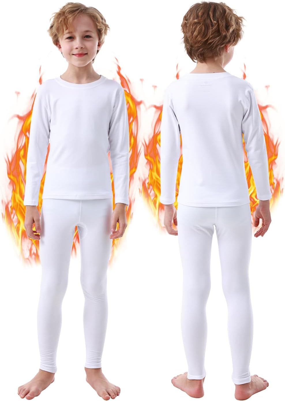 Thermal Underwear Set for Boys Long Johns Fleece Lined Set Kids Ultra Soft Base Layer Top Bottom Warm Set for Skiing