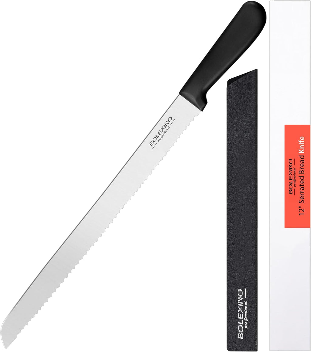 Serrated Bread Knife for Homemade Bread, 12 Inch Stainless Steel