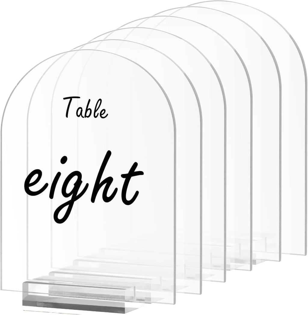 5x7 Inch Clear Arch Acrylic Sign with Stands, Clear Blank Sheets Table Signs with Holder, Arched Round Top Acrylic