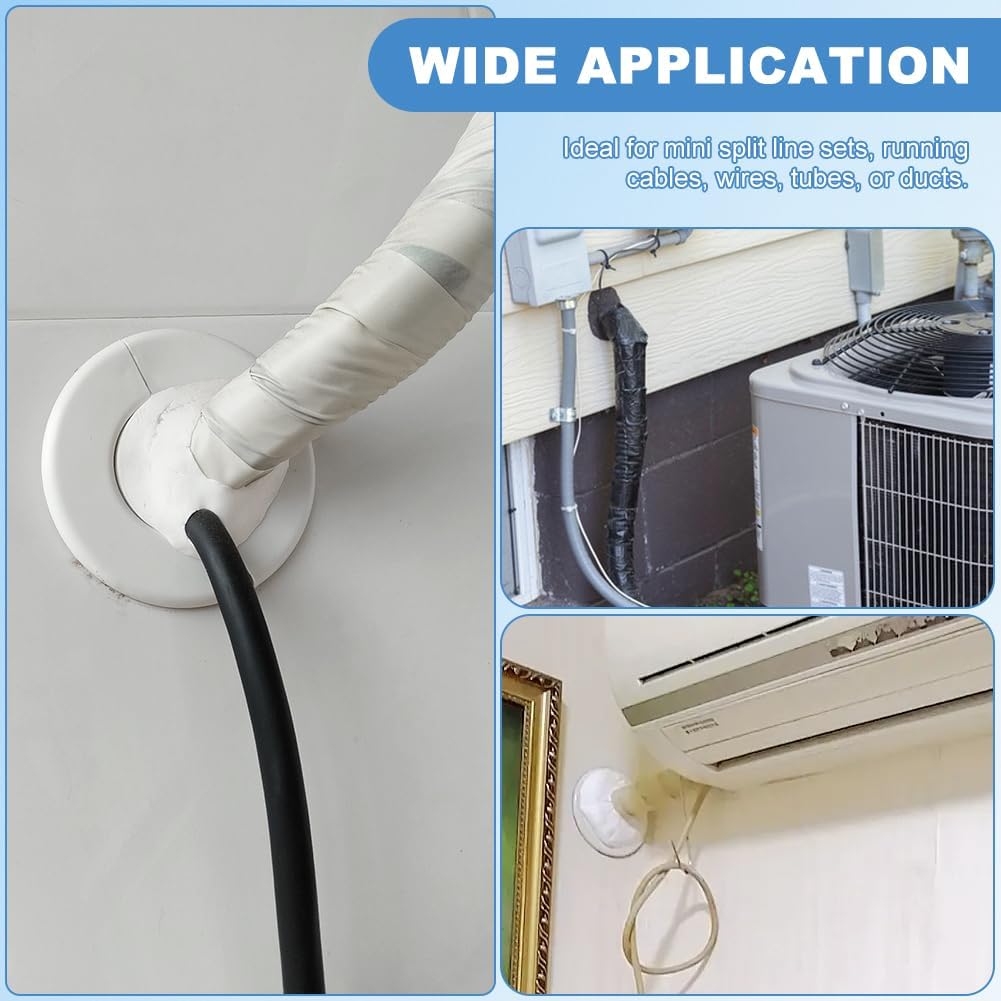 Mini Split Line Set Cover & Wall Sleeve Combo Kit AC Line Set Covers for Outside Units for Air Conditioning Systems