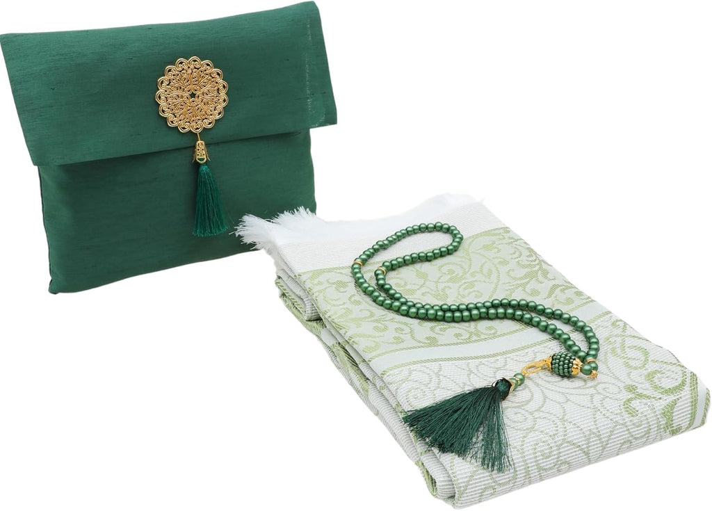 Muslim Prayer Rug with Tasbih and Portable Bag, Muslim Gift for Women Men, Mubarak Islamic Box, Soft Mat Islam Gifts