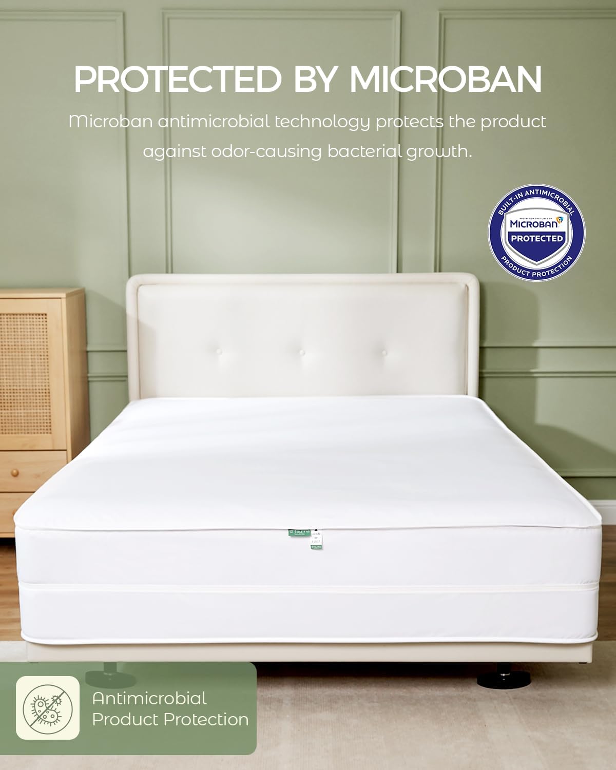 100% Cotton Mattress Encasement Bed Bug Dust Mite Cover, King 16 | Fits 80"×78"×16" King Mattress, Hypoallergenic
