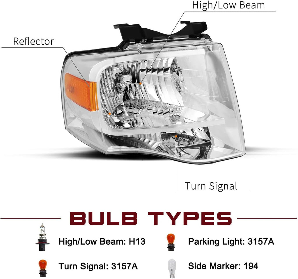 JSBOYAT Headlights for 2007-2014 Ford Expedition