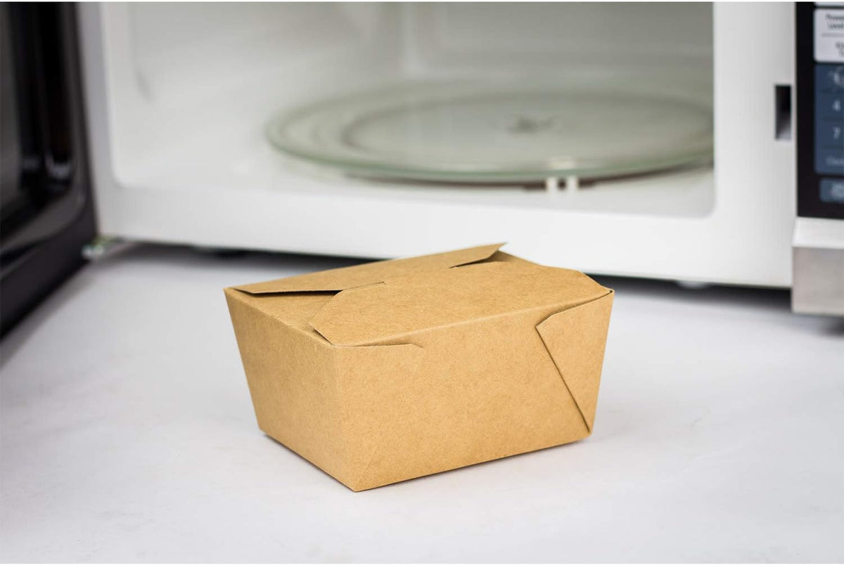 FP-FTG30K 30 fl.oz. 4.3" x 3.5" x 2.4" Fold-to-Go Box #1, Kraft (Pack of 450)