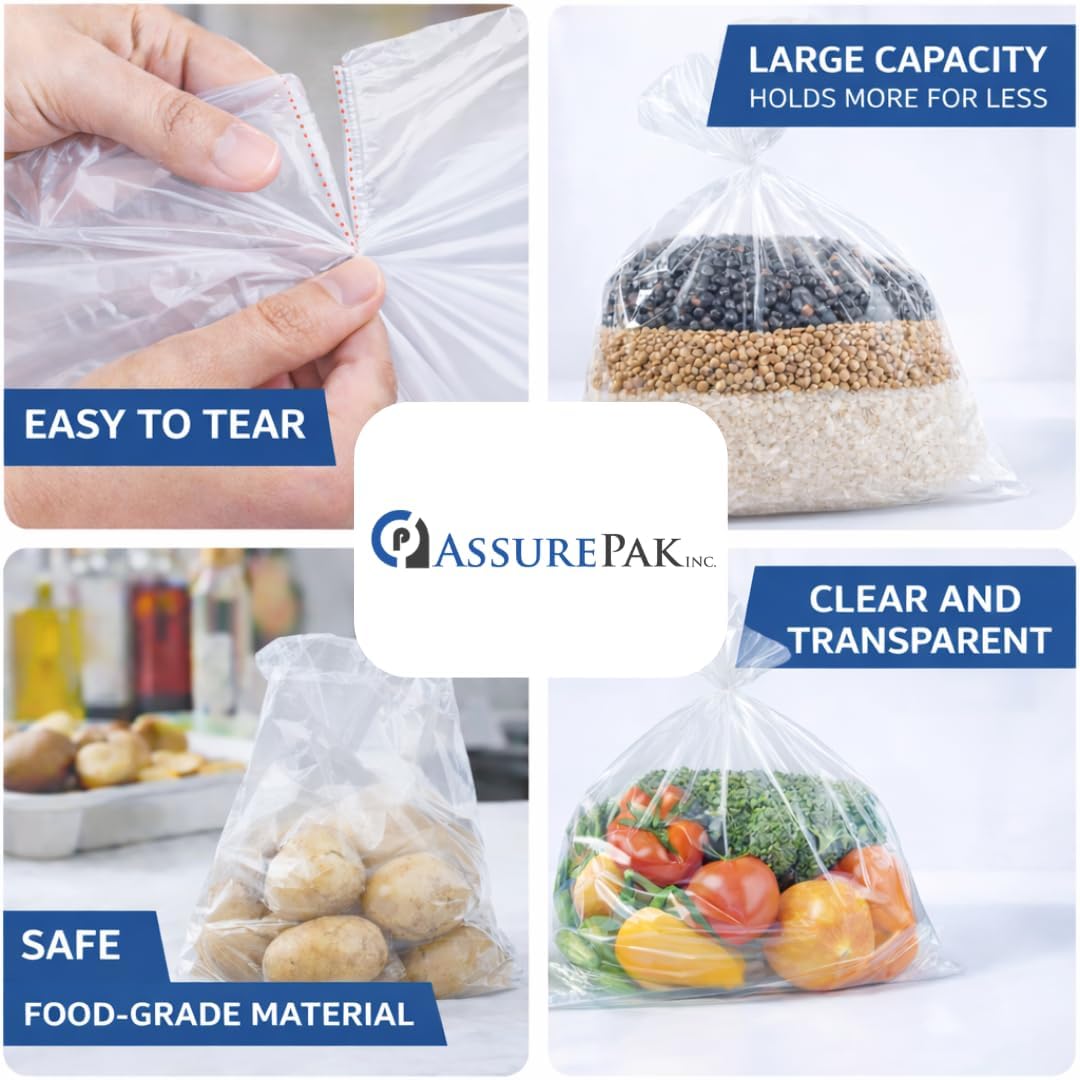 Clear Poly Bags, 8" x 4" x 18", 1 Mil, 500 Count, 2 Rolls