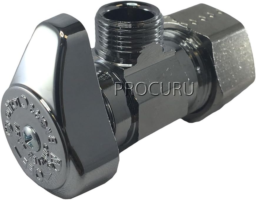 (4-Pack) BrassCraft G2CR19L1X 1/2-in Nominal Comp x 3/8-in OD Outlet Chrome Plated Brass 1/4-Turn Angle Stop Valve
