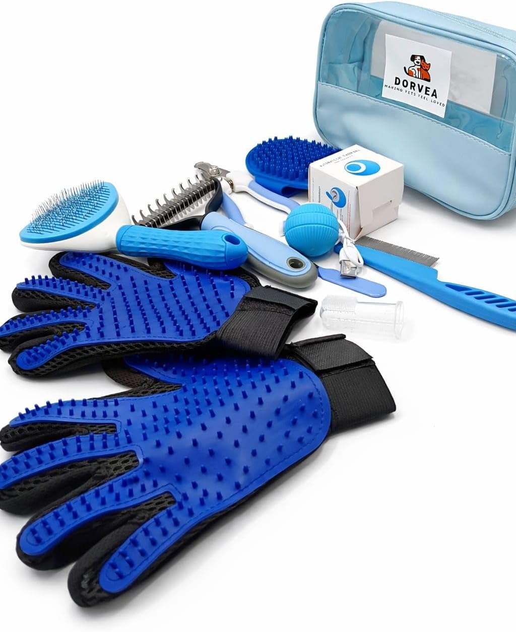 12-in-1 Pet Grooming Kit for Cats & Dogs, Professional Grooming Tools Set with Deshedding Brush, Slicker Brush