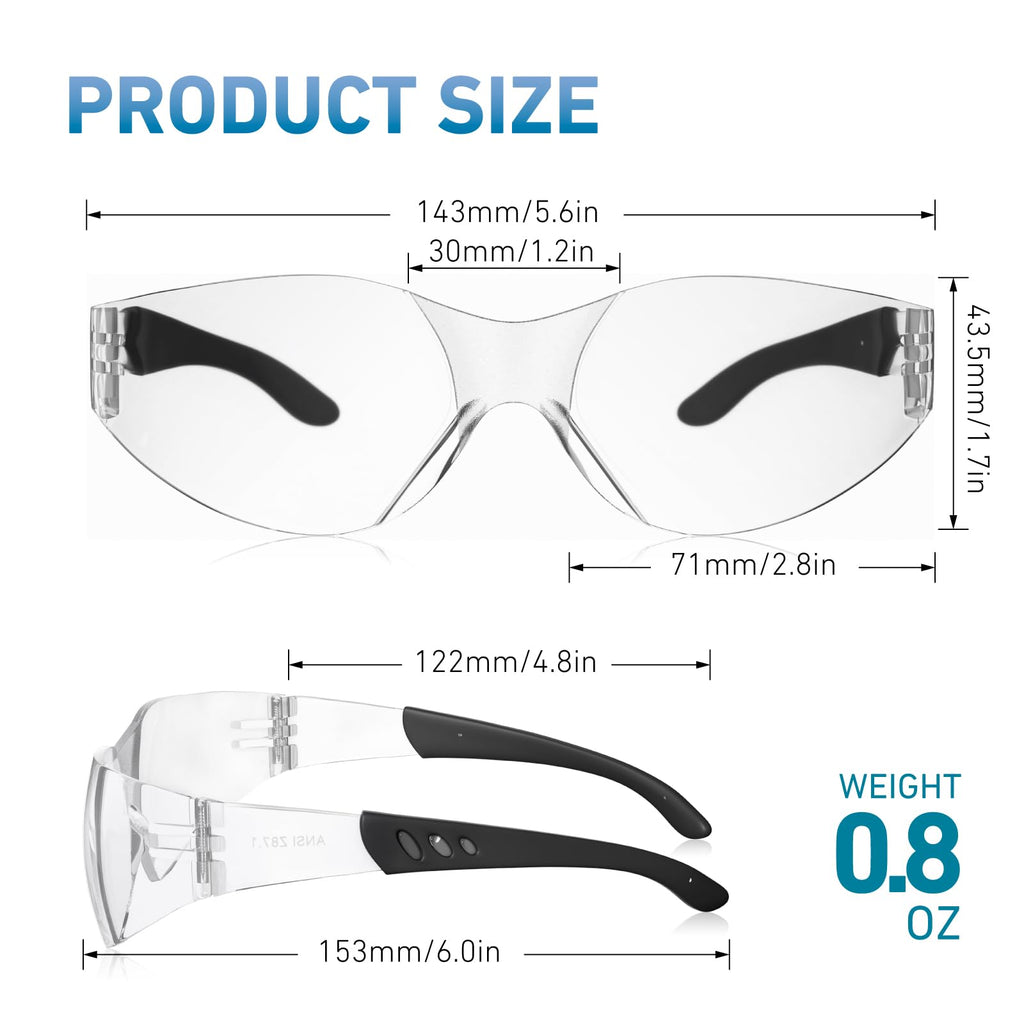 30 Pack Clear Safety Glasses | ANSI Z87.1 Scratch Resistant Eyewear