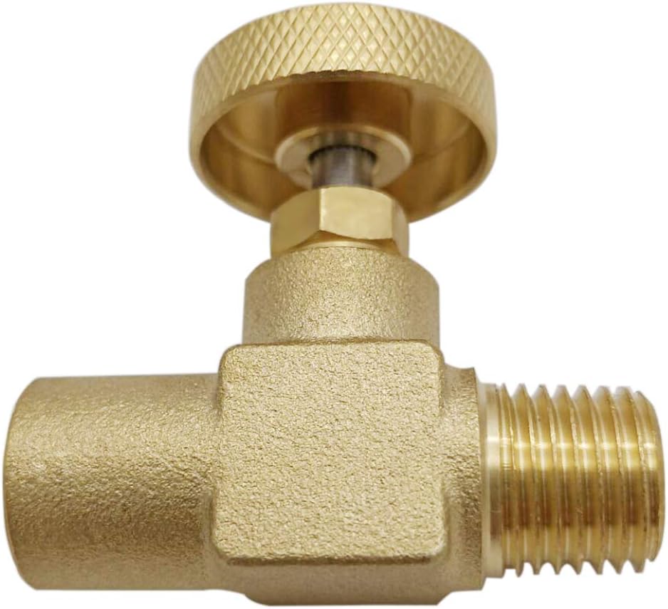 MENSI 1/4" Male NPT X 1/4" Female NPT Heavy Duty Brass High Pressure Propane LPG Gas Flow Control Needle Valve