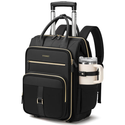 Rolling Backpack for Women, Large Rolling Laptop Bag with Wheels