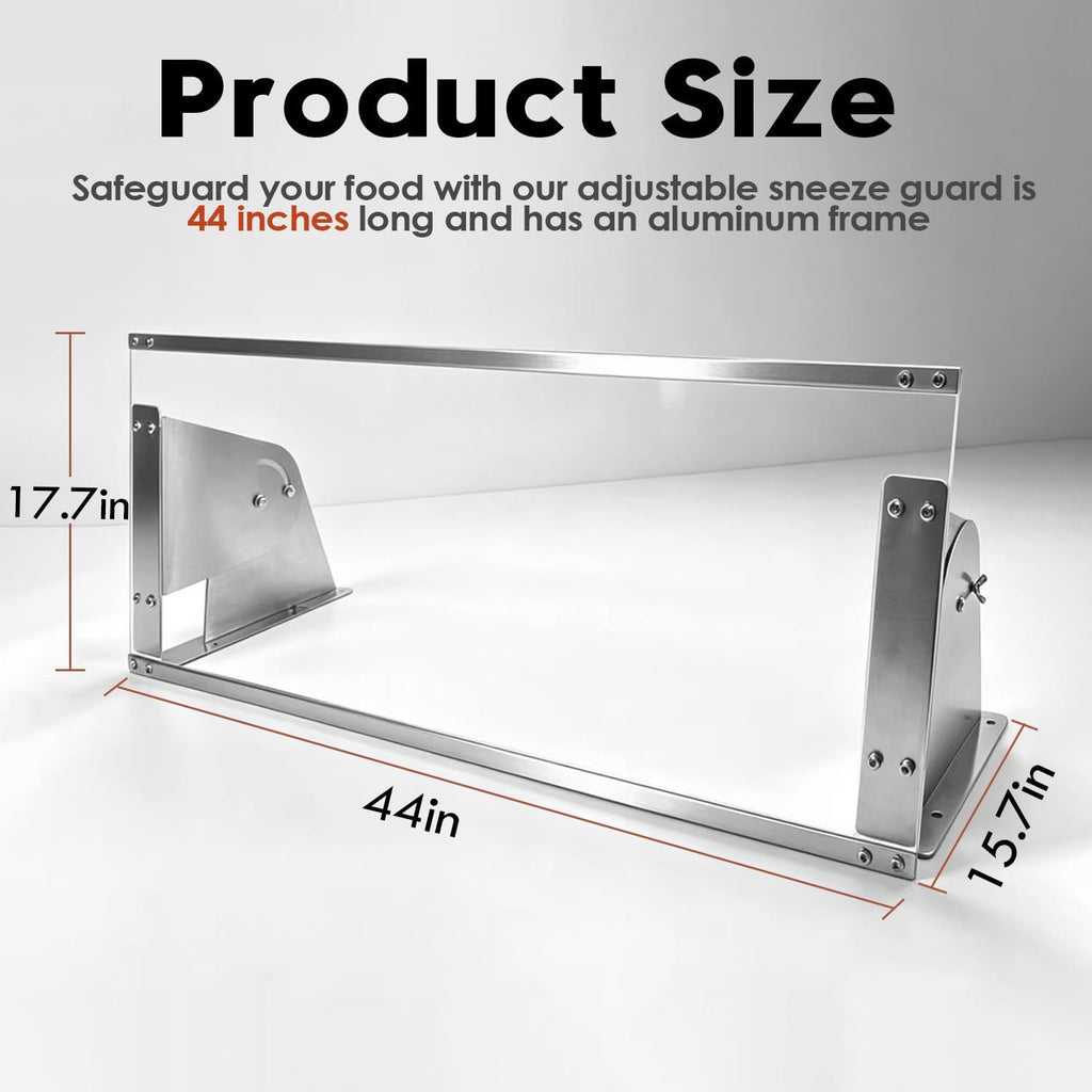 Adjustable Sneeze Guard for Counter Acrylic with Aluminum Frame