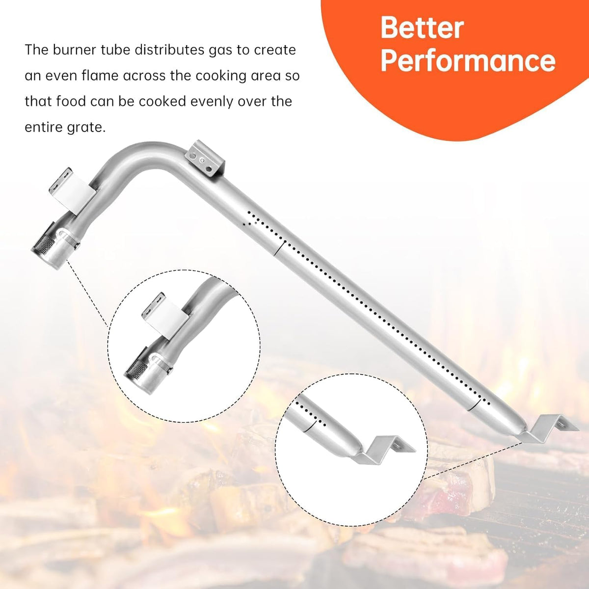 1PACK Stainless Steel WB16K10035 Solid Oven Burner Tube with 1PACK Igniter Kit Part for GE Gas Oven Replacement Models AP3205796,1021861, AH952996, EA952996, PS952996, WB1