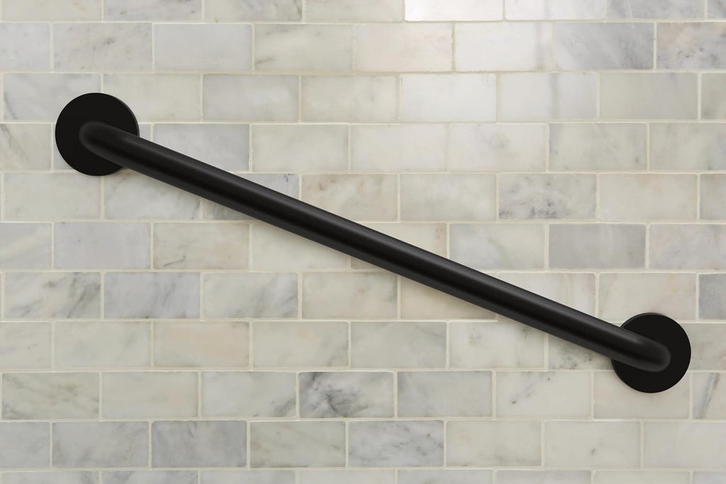 Matte Black 24-Inch Bathroom Safety Grab Bar with Concealed Screws for Elderly Shower Support, R8724BL