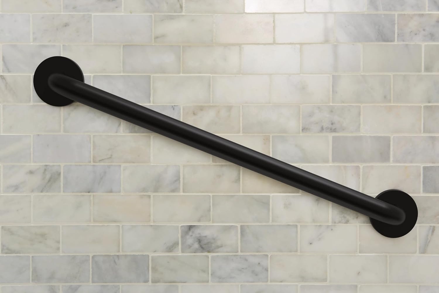 Matte Black 24-Inch Bathroom Safety Grab Bar with Concealed Screws for Elderly Shower Support, R8724BL