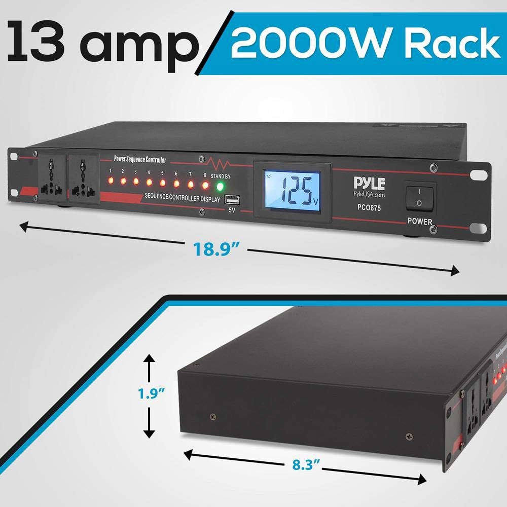 10 Outlet Power Sequencer Conditioner - 13 Amp 2000W Rack Mount Pro Audio Digital Power Supply Controller Regulator