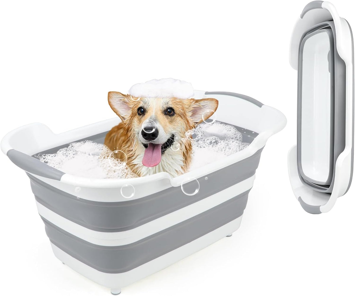 7.13 Gal/27L Raised Collapsible Dog Bathtub with Drain Fur Catcher