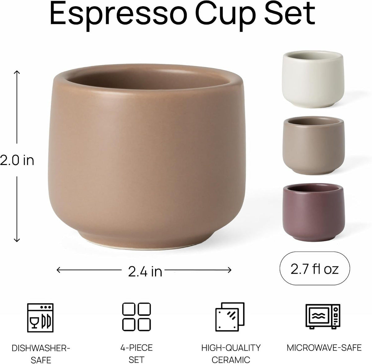 Espresso Cups Set of 4 (2.7 oz) - Nami (Beige Canyon) - Modern