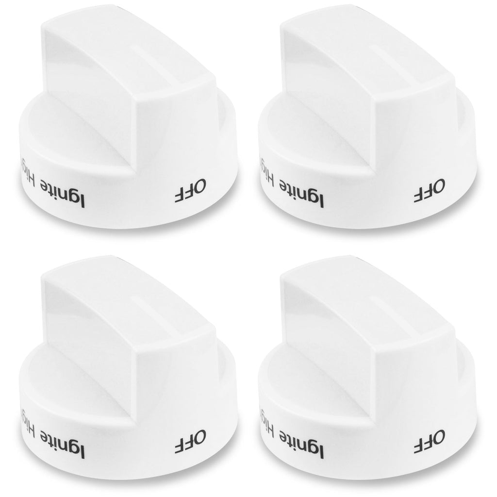 4Pack Fit for Whirlpool Gas Stove Knobs Replace #WPW10339443 AP6019878 2311009 PS11753189 PS3507189 White Stove Knobs Replacements Range Oven Knobs Part Upgraded
