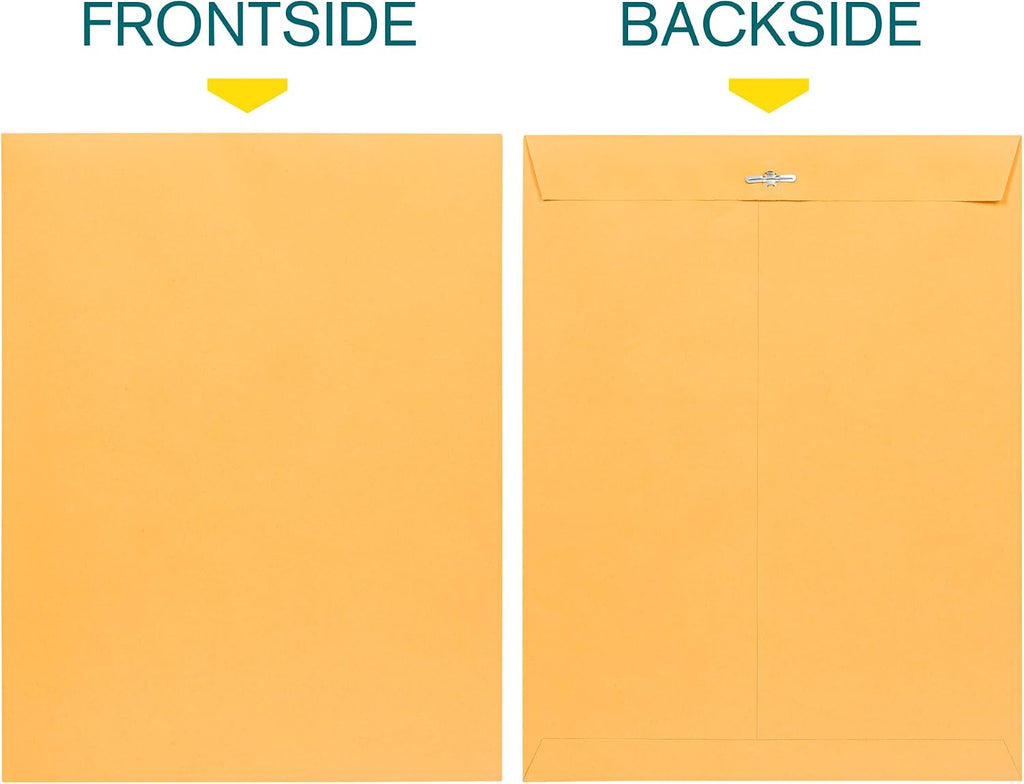 10 x 13 Clasp Envelopes – 500 Pack Brown Kraft Catalog Envelopes with Clasp Closure & Gummed Seal – 28lb Heavyweight