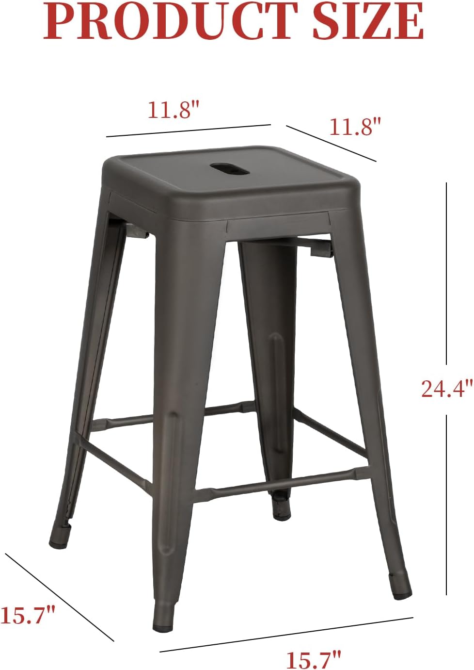 24" Metal Bar Stools | Bronze | Set of 4