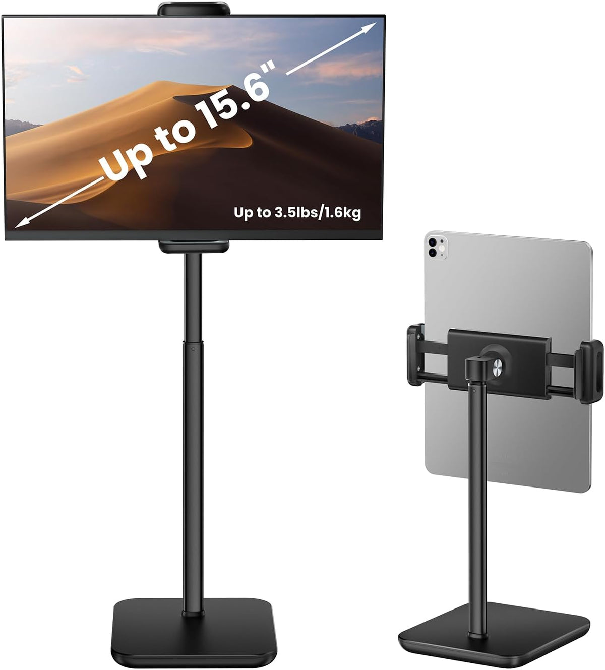 Height Adjustable Tablet Stand, 3.5lb (1.6kg) Max Support, Up to 18" Tall, Slim Portable Monitors Stand Compatible