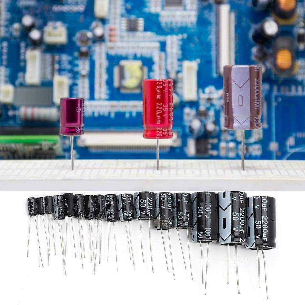 150PCS Electrolytic Capacitor Assortment Kit for Electronic Applications 50V 1uF - 2200uF