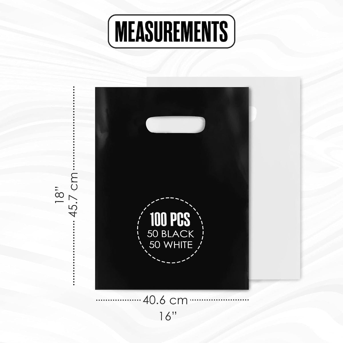 Merchandise Bags, 1.75 Mil Thick, 100 Pack, Black & White, Small Business