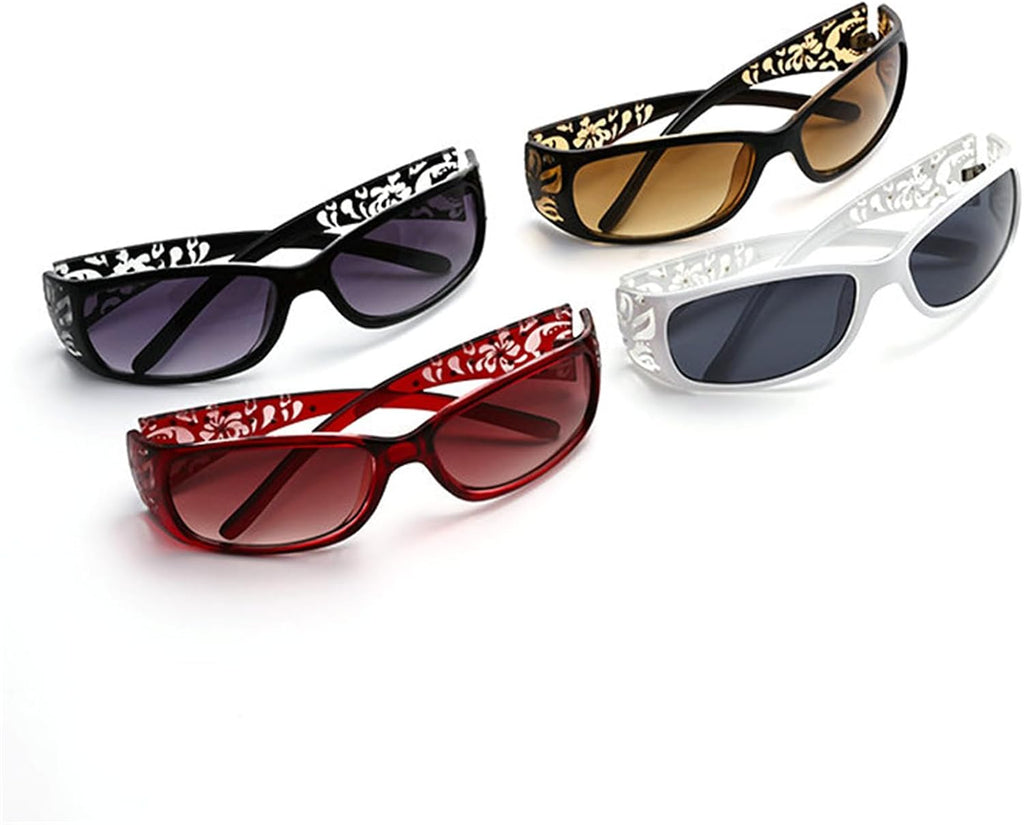 fashion Y2K Polarized Sunglasses for Women Rhinestone Wrap Around Rectangular Sunglasses UV400 Protection