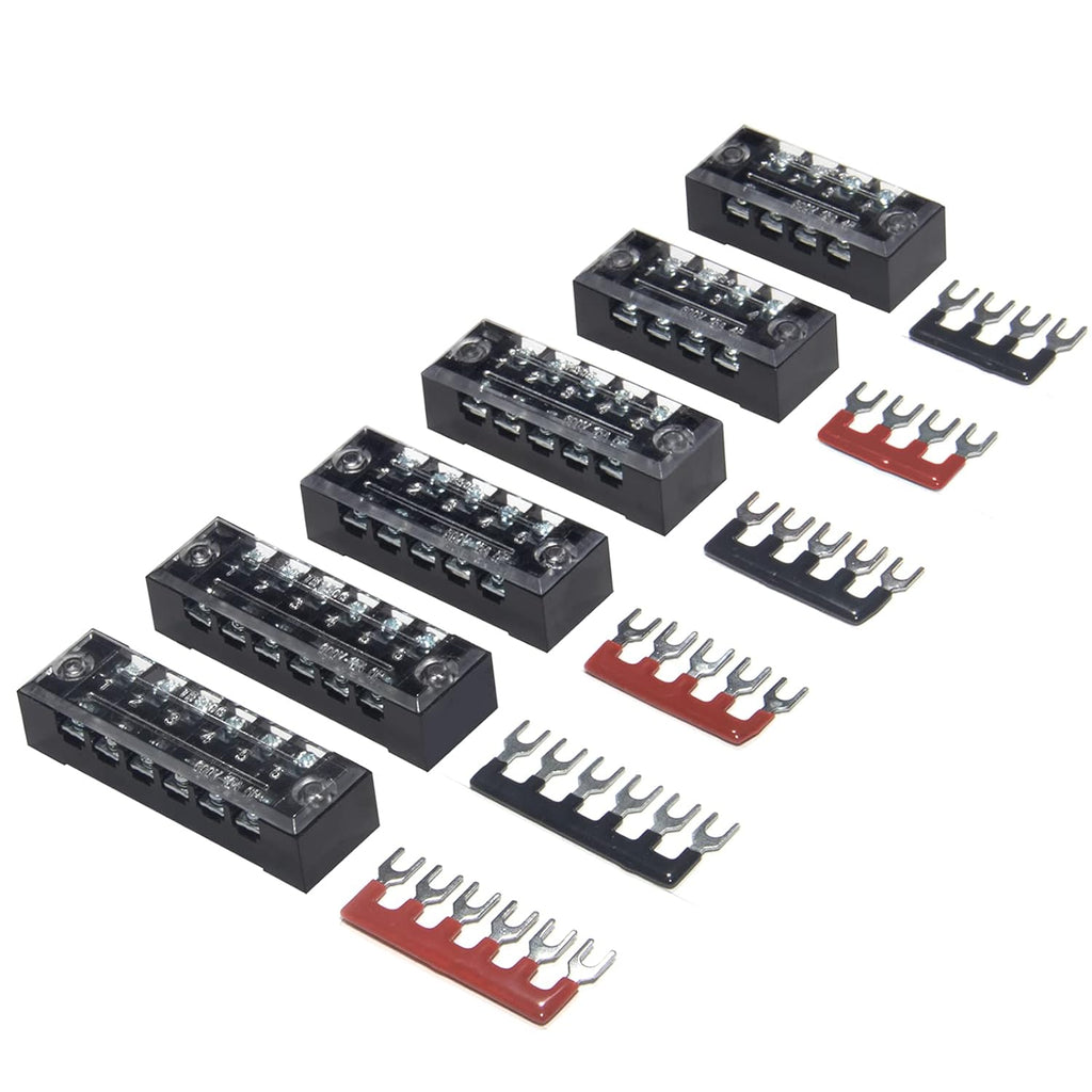 Terminal Block, 4/5/6 Circuits 600V 15A Dual Row Screw Terminal Strip 6 Set