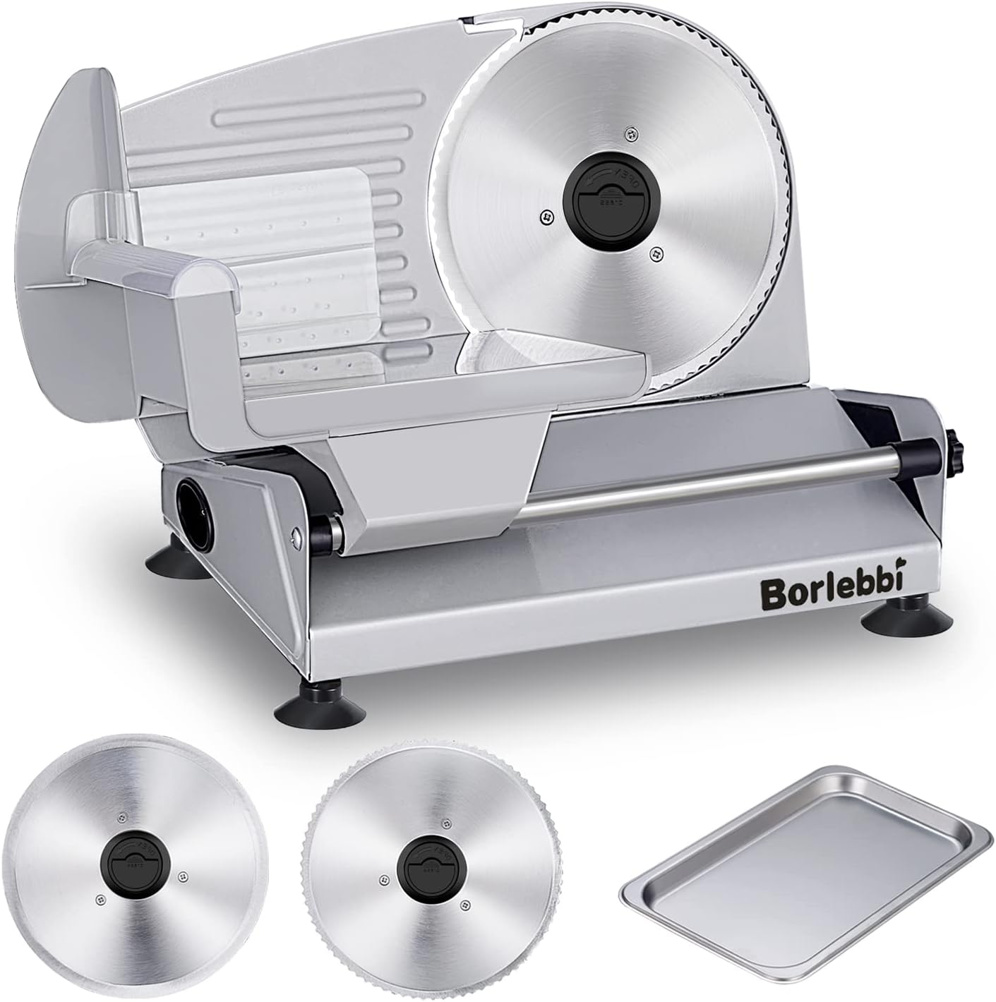 Meat Slicer, 200W Electric Food Slicer with 2 Removable 7.5" Blades