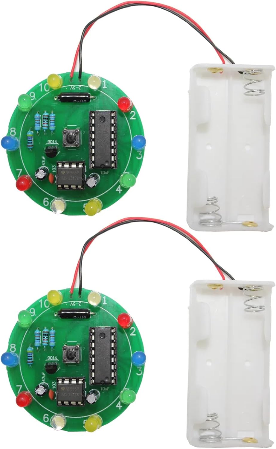 2PCS Soldering Practice Kit CD4017 NE555 DIY Lucky Wheel LED Light Circuit Board Solder Project for Electronics Beginners to Learn and Training