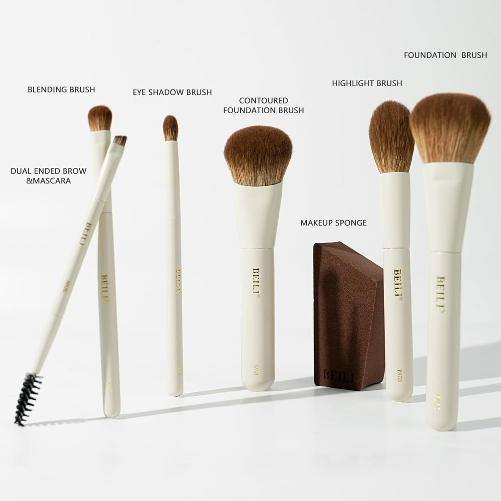 Mini Travel Makeup Brush Set, 6-Piece Face & Eye Brushes