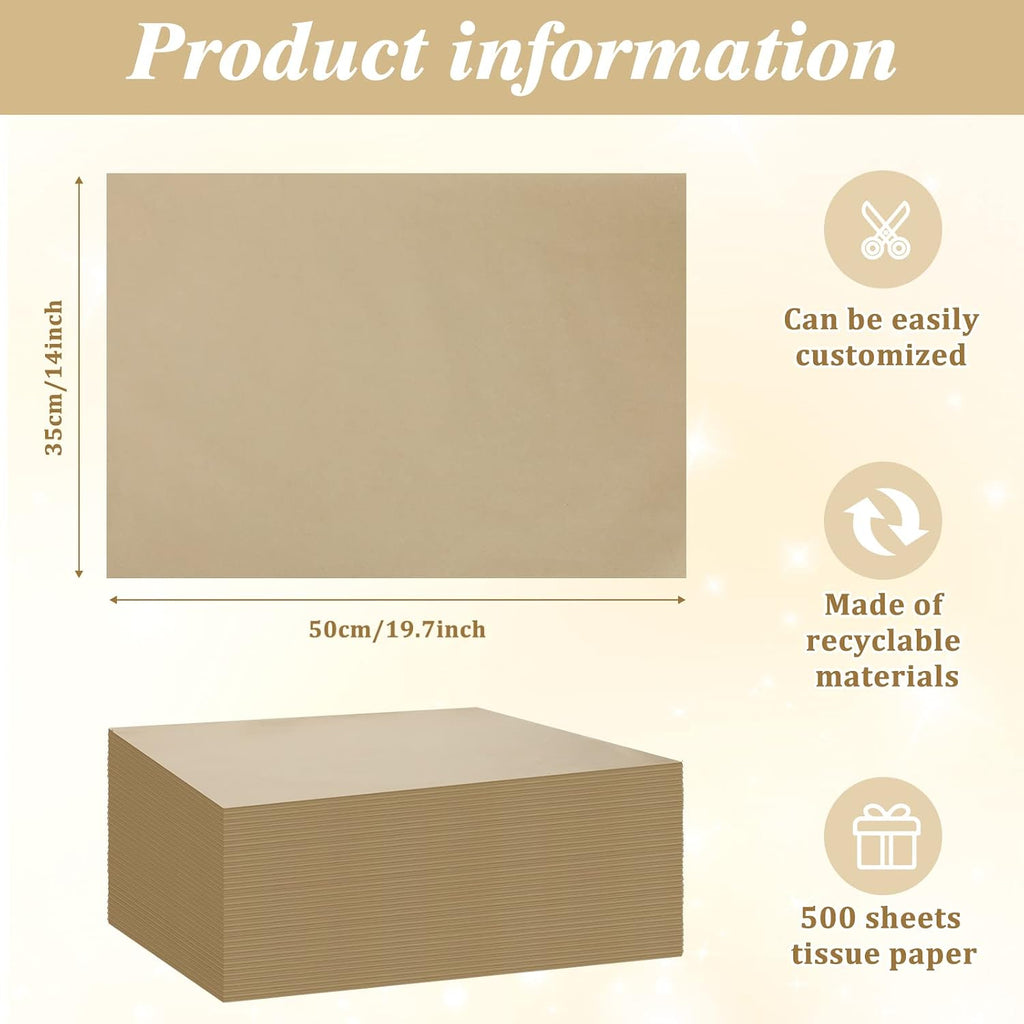 500 Sheets Kraft Tissue Paper for Gift Christmas Wrapping 14 x 20 in