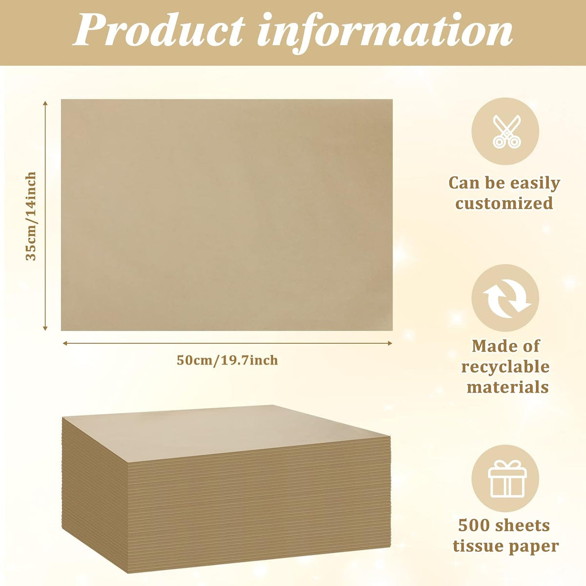 500 Sheets Kraft Tissue Paper for Gift Christmas Wrapping 14 x 20 in