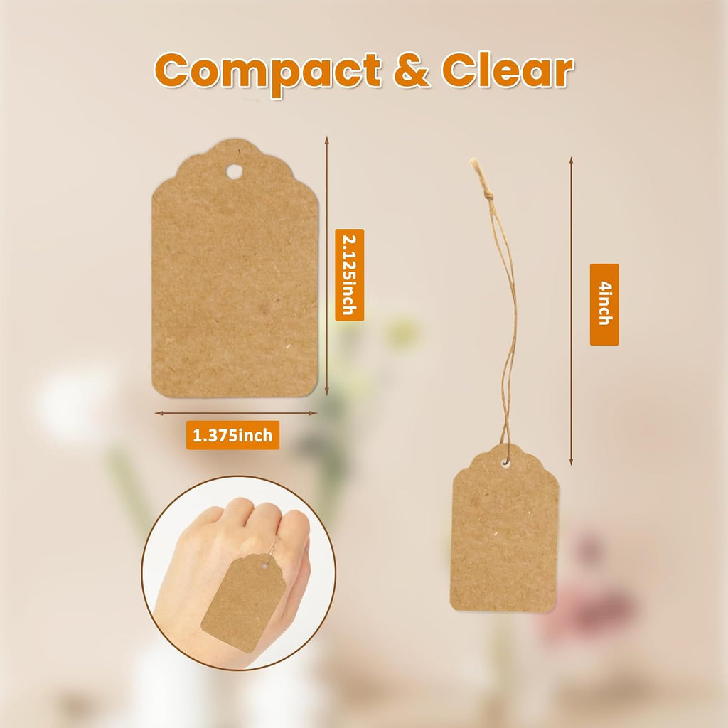 Brown Price Tags with String 1000 PCS, 1.375 x 2.125 Inches