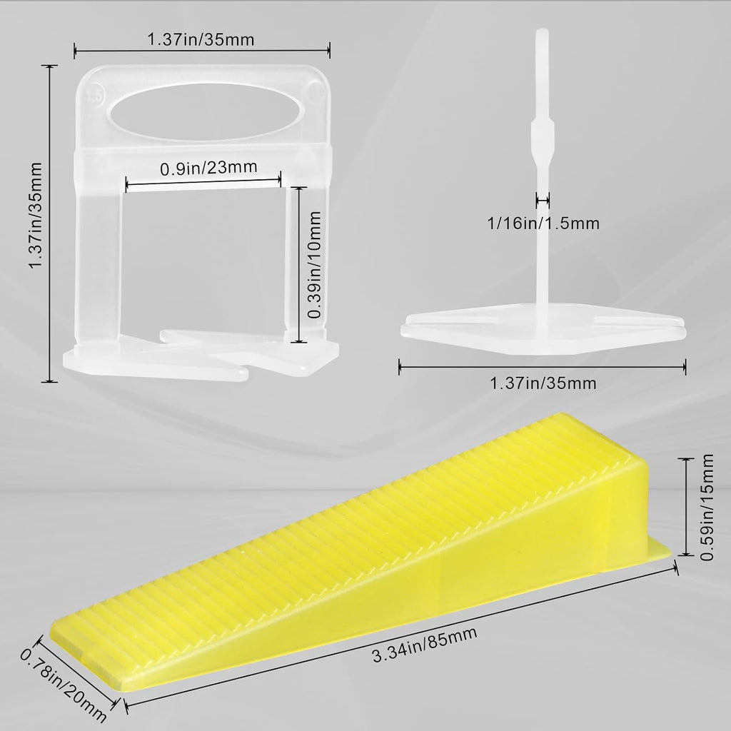 1/16 Inch Tile Leveling System, 1000 Tile Spacers and 200 Tile Wedges