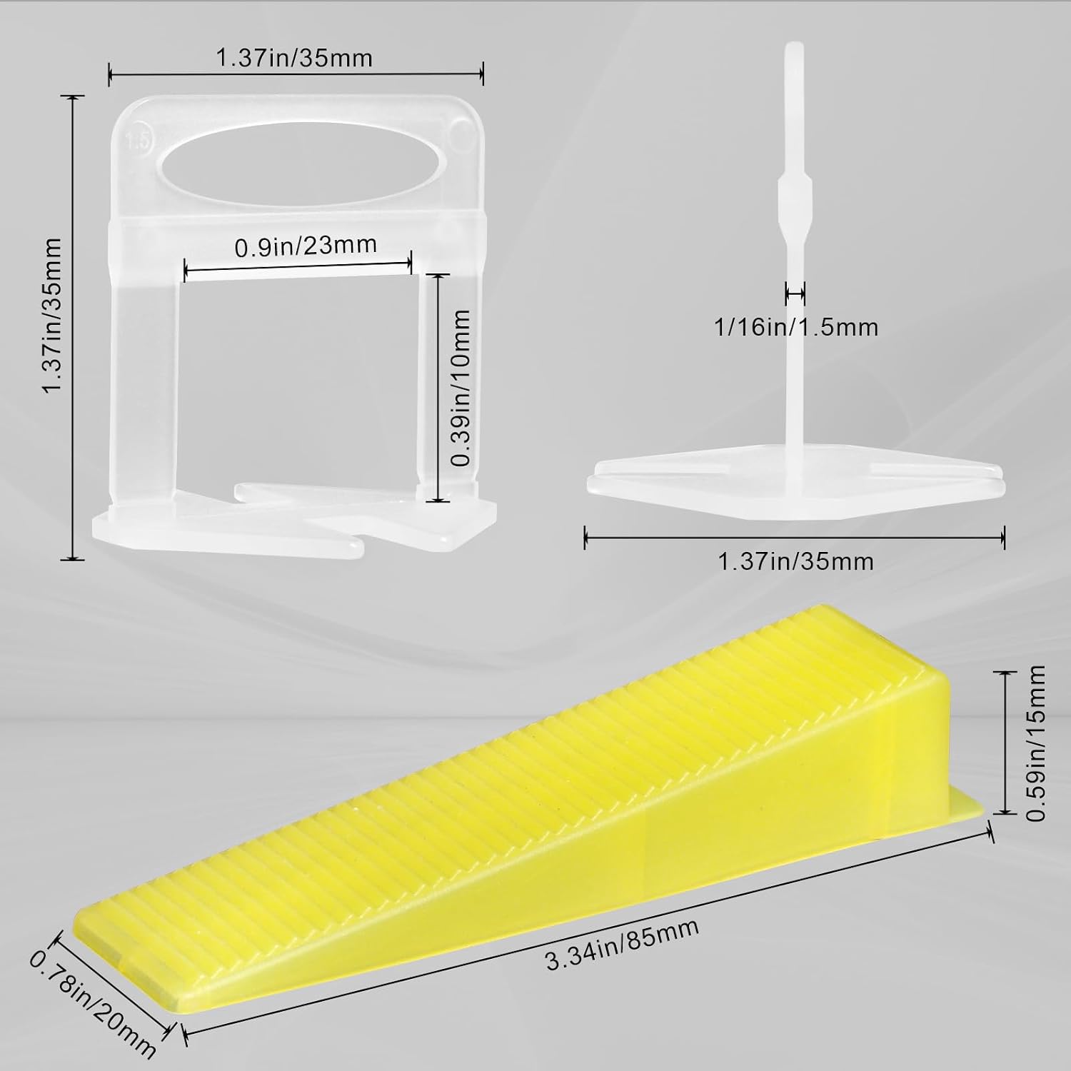 1/16 Inch Tile Leveling System, 1000 Tile Spacers and 200 Tile Wedges