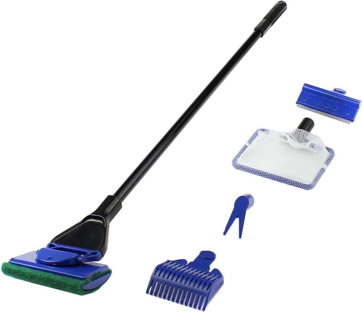 Aquarium Vacuum Siphon, Hand Pump Fish Tank Water Changer, with Fish Net Algae Scraper 5 in 1 Cleaning Set