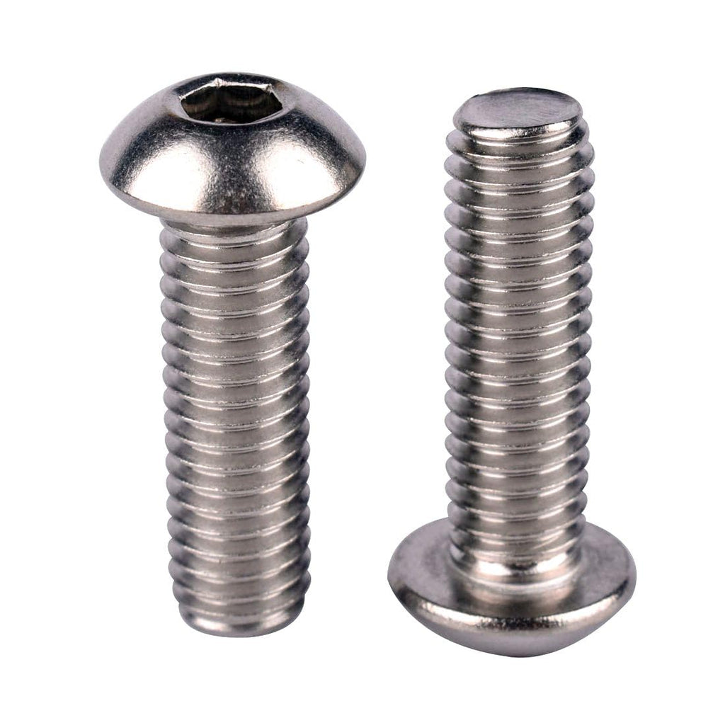 #6-32 x 3/8" Button Head Socket Cap Bolts Screws, 304 Stainless Steel 18-8, Allen Hex Drive, Fully Machine Thread, Quantity 40Pcs