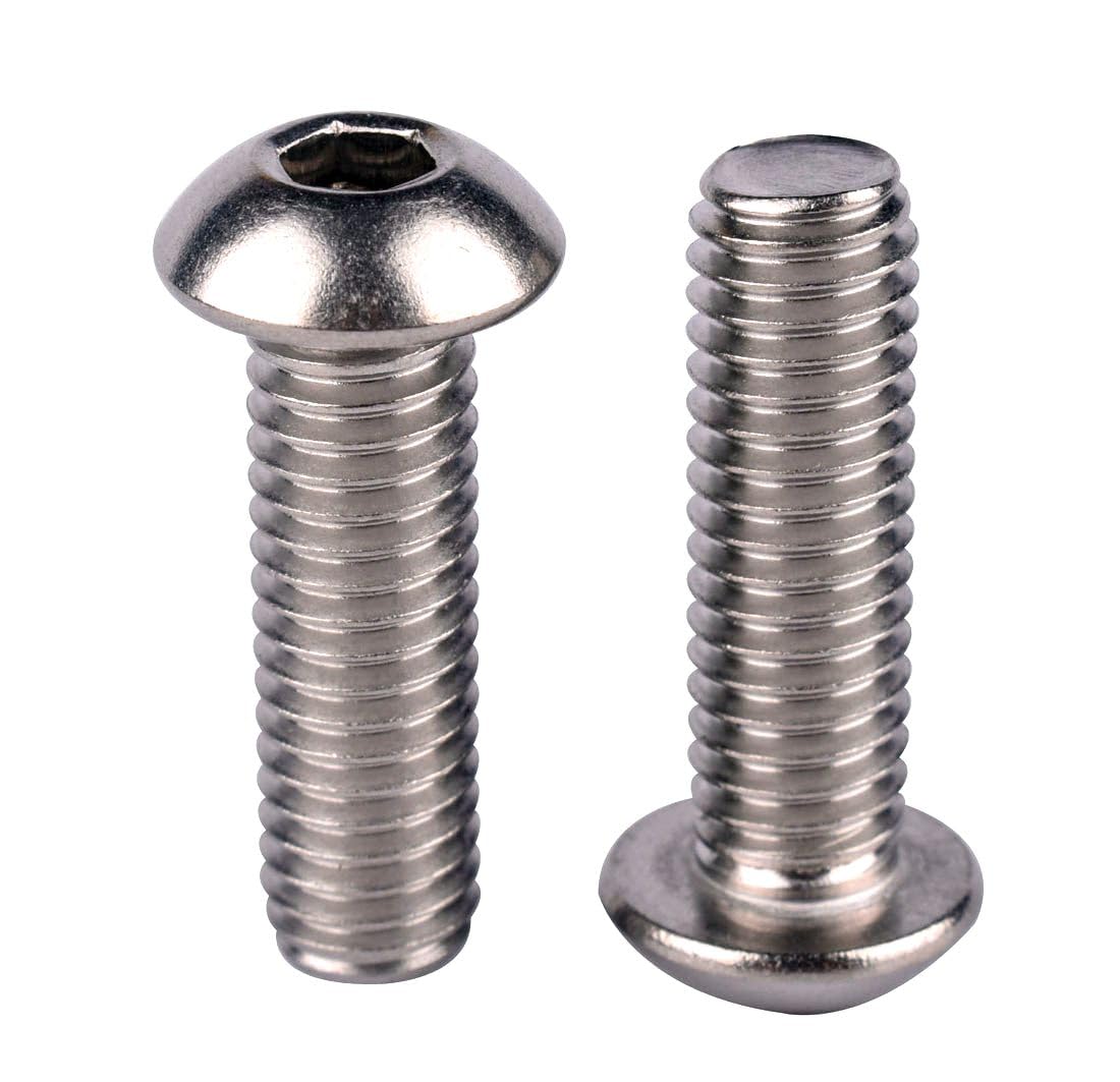 #6-32 x 3/8" Button Head Socket Cap Bolts Screws, 304 Stainless Steel 18-8, Allen Hex Drive, Fully Machine Thread, Quantity 40Pcs