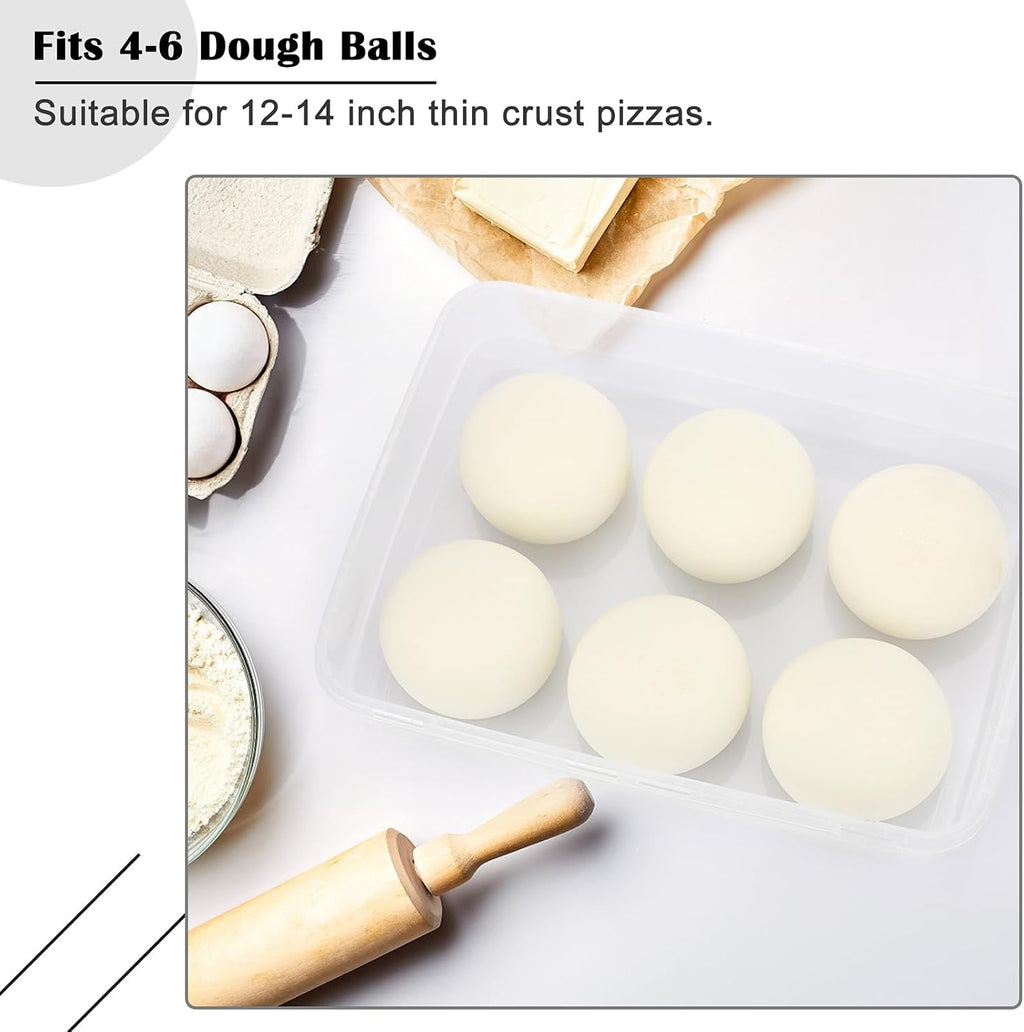 Pizza Dough Proofing Box, 14 x 10.3Inch Large Capacity Container, Fits 4-6 Dough Balls, Household Tray With Carry Handle