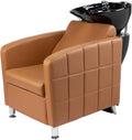 Salon Shampoo Bowl and Chair, Extra Wide Seat & Porcelain Hair Washing Sink, Shampoo Unit for Beauty Spa Barbershop