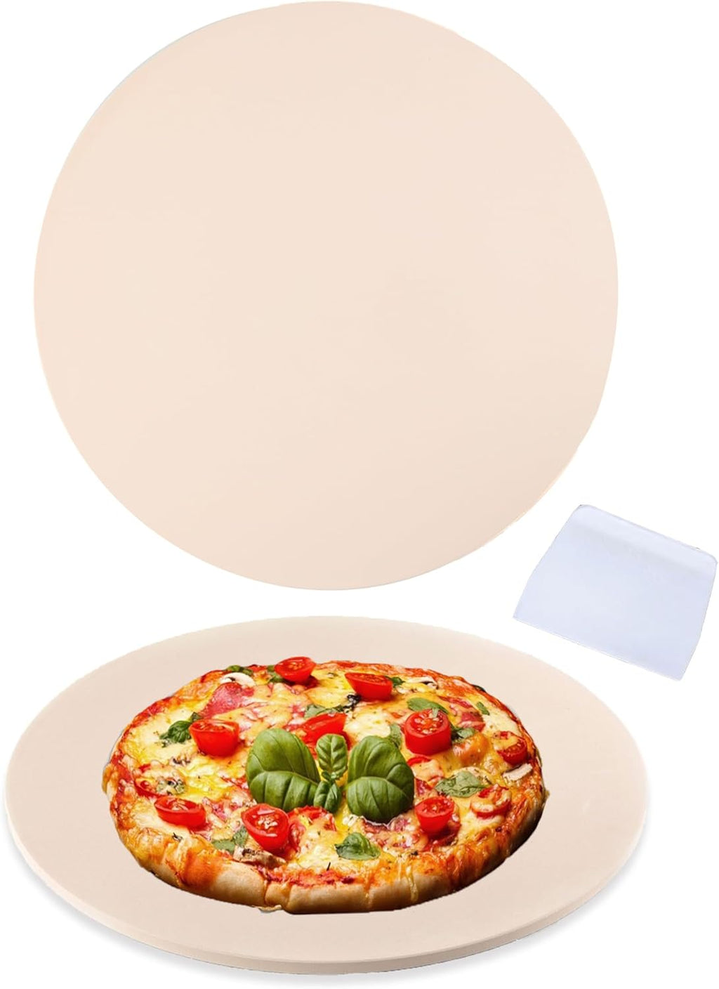 14" Cordierite Round Large Pizza Stone for Oven or BBQ Grill