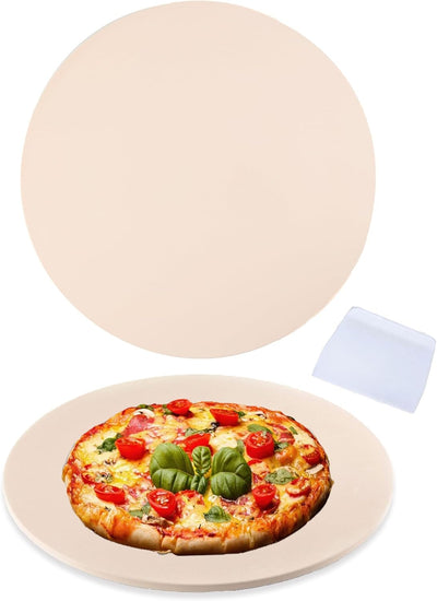 14" Cordierite Round Large Pizza Stone for Oven or BBQ Grill